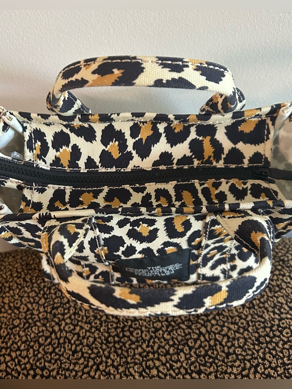 Marc Jacobs Mini The Tote Leopard Print Canvas - Black, Tan, Cream - Picture 4 of 5